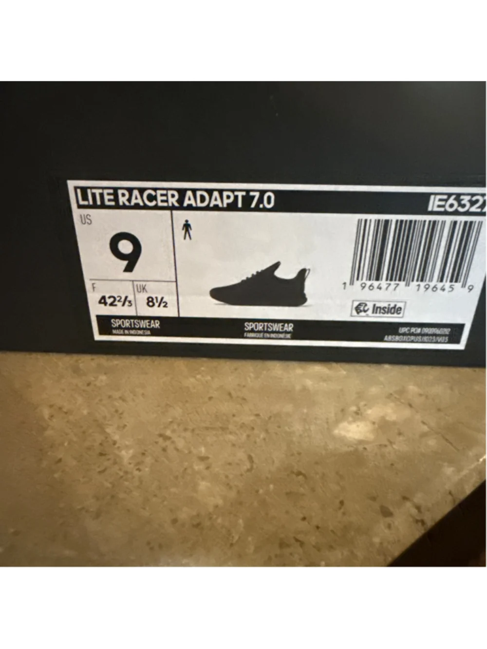 Men's Adidas Lite Racer Adapt 7.0 Sneakers Black Size 9